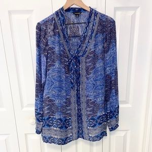 Lucky Brand Boho Paisley 100% Rayon Blouse XL